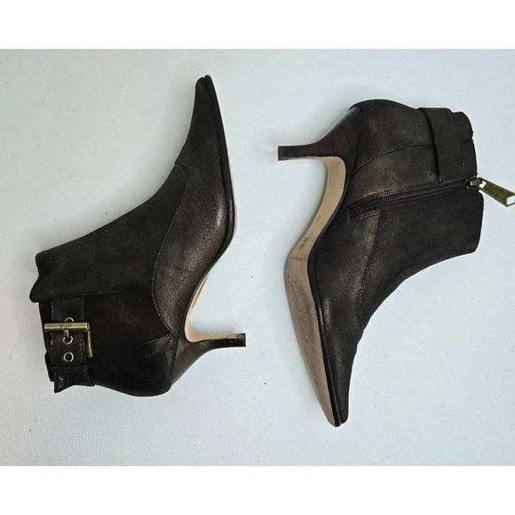 Donald J Pliner Longa Booties Brown Metallic Heeled Ankle Buckle Zip SZ 8 M - Picture 7 of 12